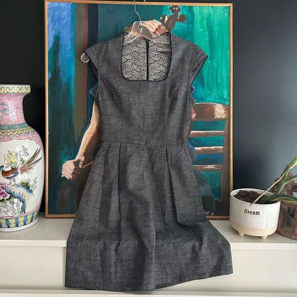 Jennifer Glasgow Chic Charcoal Cap Sleeve Mini Dress XS - Picture 3 of 13